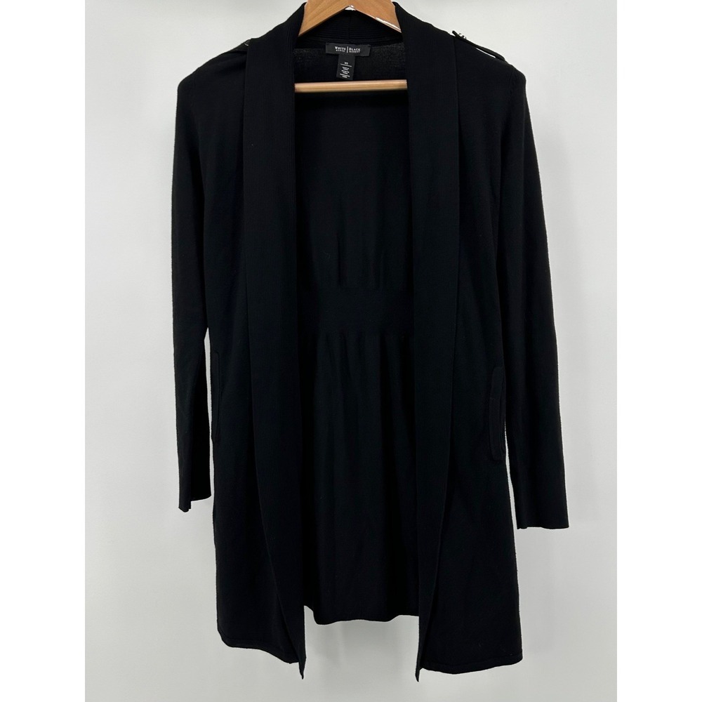 White House Black Market Women's XS Black Long Sleeve Open Cardigan Sweater